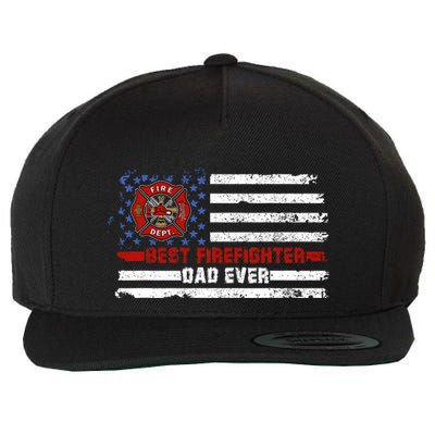 Fireman Best Firefighter Dad Ever American Flag Wool Snapback Cap