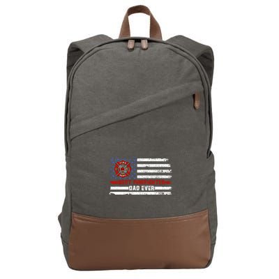 Fireman Best Firefighter Dad Ever American Flag Cotton Canvas Backpack