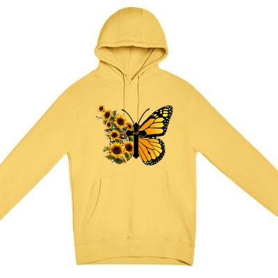 Floral Butterfly Faith Cross Premium Pullover Hoodie