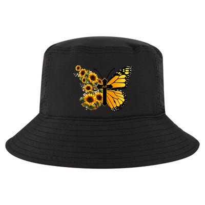 Floral Butterfly Faith Cross Cool Comfort Performance Bucket Hat