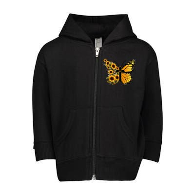 Floral Butterfly Faith Cross Toddler Zip Fleece Hoodie