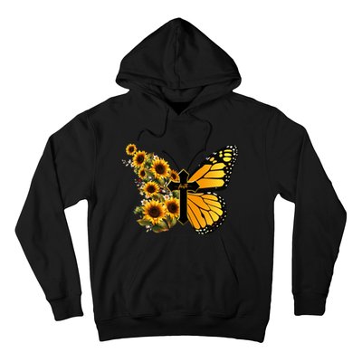 Floral Butterfly Faith Cross Hoodie