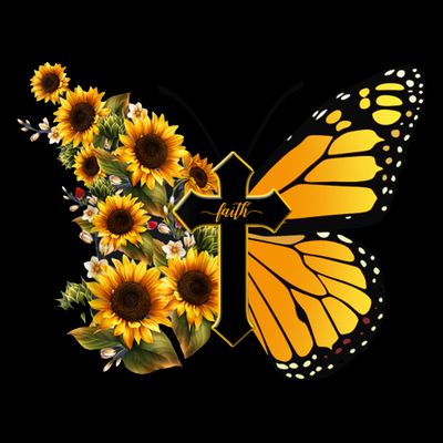 Floral Butterfly Faith Cross T-Shirt