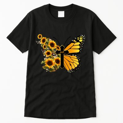 Floral Butterfly Faith Cross Tall T-Shirt