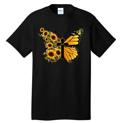 Floral Butterfly Faith Cross Tall T-Shirt