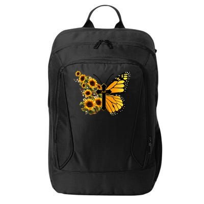 Floral Butterfly Faith Cross City Backpack