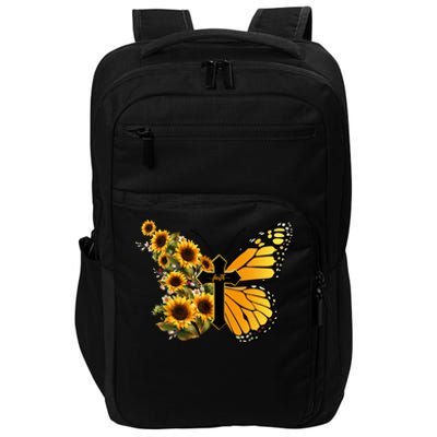 Floral Butterfly Faith Cross Impact Tech Backpack