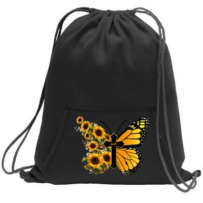 Floral Butterfly Faith Cross Sweatshirt Cinch Pack Bag