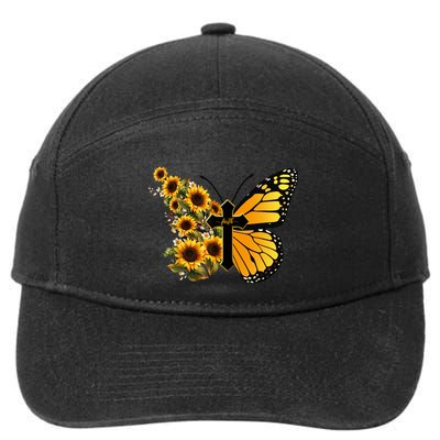 Floral Butterfly Faith Cross 7-Panel Snapback Hat
