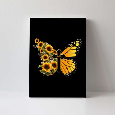 Floral Butterfly Faith Cross Canvas