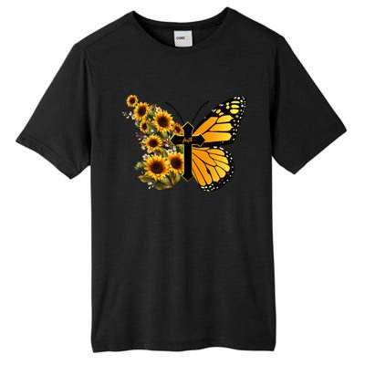 Floral Butterfly Faith Cross Tall Fusion ChromaSoft Performance T-Shirt