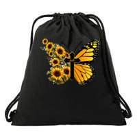 Floral Butterfly Faith Cross Drawstring Bag