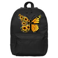 Floral Butterfly Faith Cross 16 in Basic Backpack