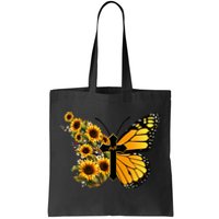 Floral Butterfly Faith Cross Tote Bag