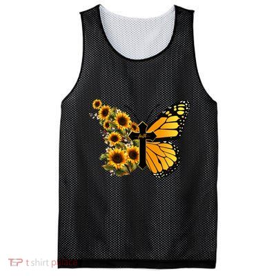 Floral Butterfly Faith Cross Mesh Reversible Basketball Jersey Tank