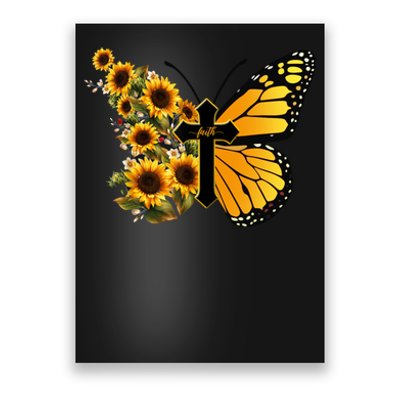 Floral Butterfly Faith Cross Poster