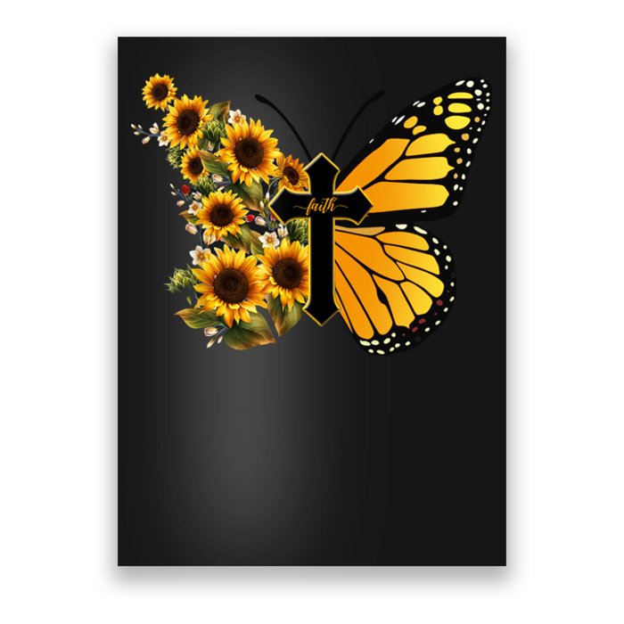 Floral Butterfly Faith Cross Poster