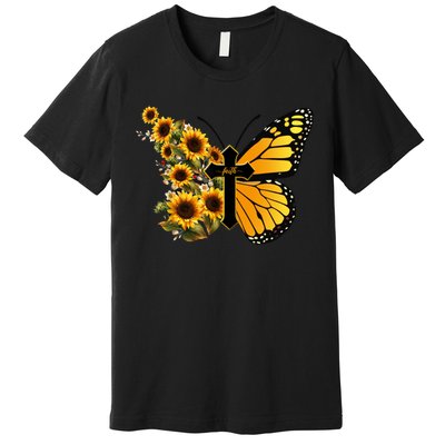 Floral Butterfly Faith Cross Premium T-Shirt