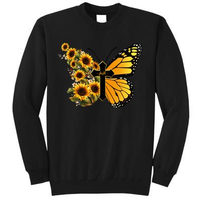 Floral Butterfly Faith Cross Tall Sweatshirt