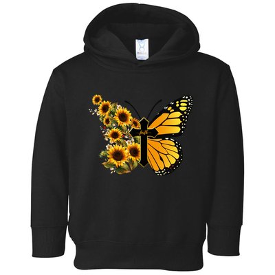 Floral Butterfly Faith Cross Toddler Hoodie