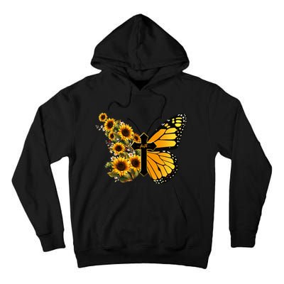 Floral Butterfly Faith Cross Tall Hoodie