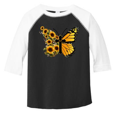 Floral Butterfly Faith Cross Toddler Fine Jersey T-Shirt