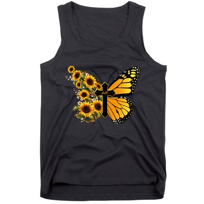 Floral Butterfly Faith Cross Tank Top