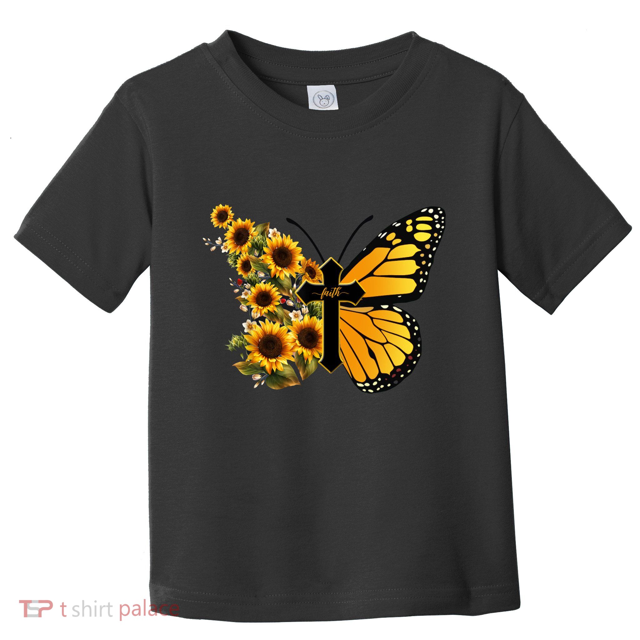 Floral Butterfly Faith Cross Toddler T-Shirt