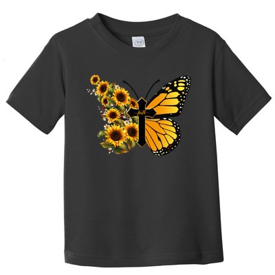 Floral Butterfly Faith Cross Toddler T-Shirt