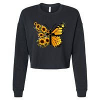 Floral Butterfly Faith Cross Cropped Pullover Crew