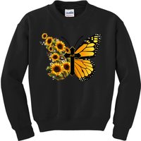 Floral Butterfly Faith Cross Kids Sweatshirt