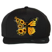 Floral Butterfly Faith Cross Wool Snapback Cap