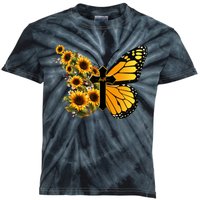 Floral Butterfly Faith Cross Kids Tie-Dye T-Shirt