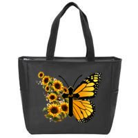 Floral Butterfly Faith Cross Zip Tote Bag