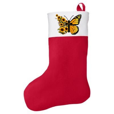 Floral Butterfly Faith Cross Felt Holiday Christmas Stocking