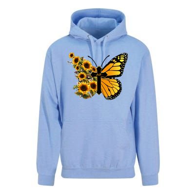 Floral Butterfly Faith Cross Unisex Surf Hoodie