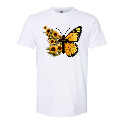 Floral Butterfly Faith Cross Softstyle CVC T-Shirt