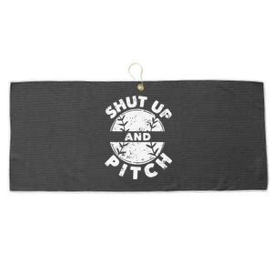 Funny Baseball Fan Love Shut Up And Pitch Large Microfiber Waffle Golf Towel