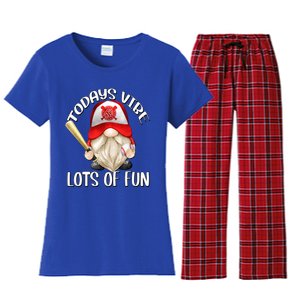 Funny Baseball Family Quote For Mom And Dad Red Baseball Gnome Cool Gift Women's Flannel Pajama Set