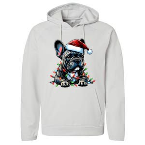 French Bulldog Frenchie Christmas Hat Xmas Performance Fleece Hoodie