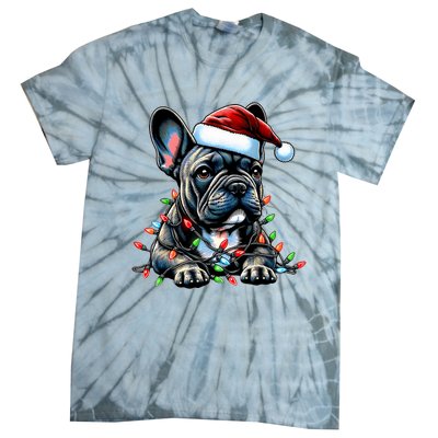 French Bulldog Frenchie Christmas Hat Xmas Tie-Dye T-Shirt