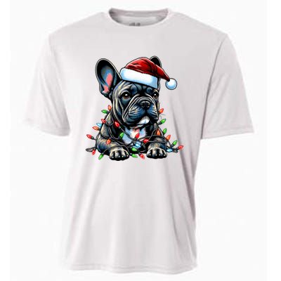 French Bulldog Frenchie Christmas Hat Xmas Cooling Performance Crew T-Shirt