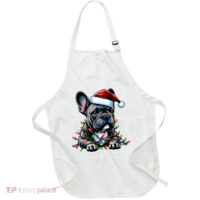 French Bulldog Frenchie Christmas Hat Xmas Full-Length Apron With Pockets