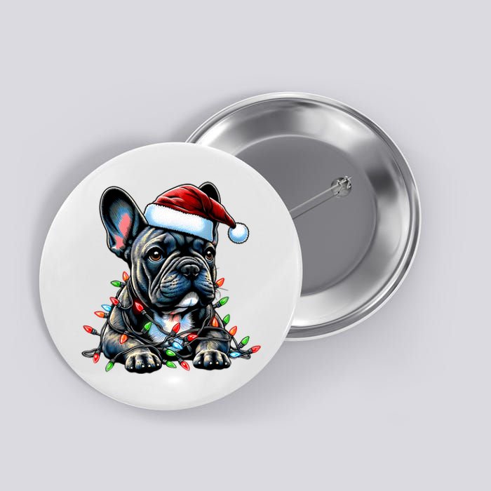 French Bulldog Frenchie Christmas Hat Xmas Button