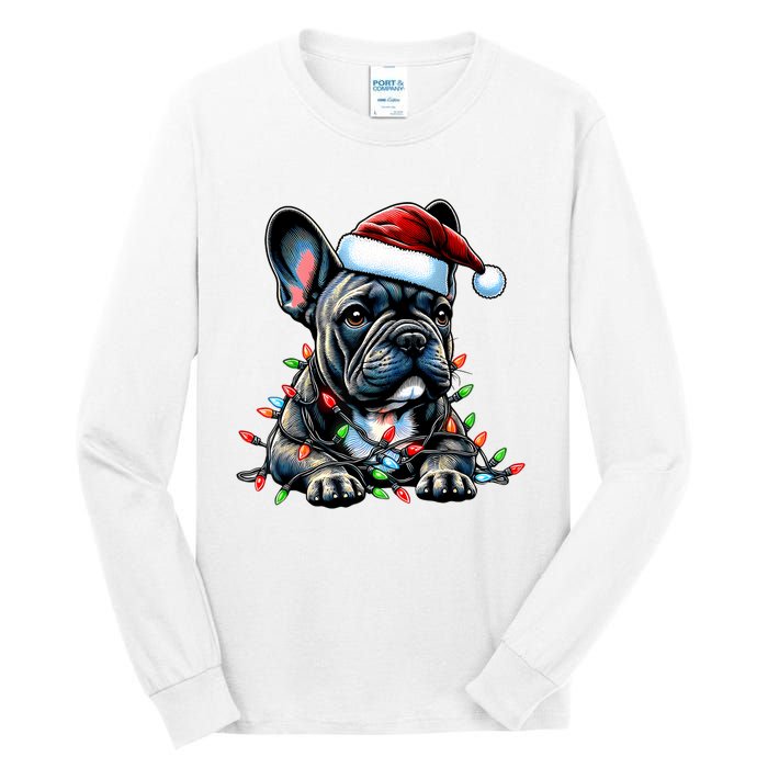 French Bulldog Frenchie Christmas Hat Xmas Tall Long Sleeve T-Shirt