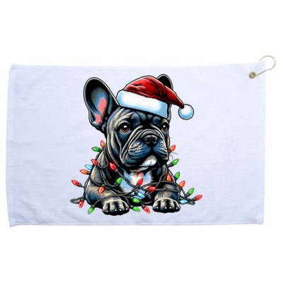 French Bulldog Frenchie Christmas Hat Xmas Grommeted Golf Towel