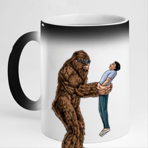 Funny Bigfoot Found A Guy And Picked Him Up Sasquatch 11oz Black Color Changing Mug