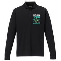 Funny Bass Fishing Born To Fish Forced To Go To School Performance Long Sleeve Polo