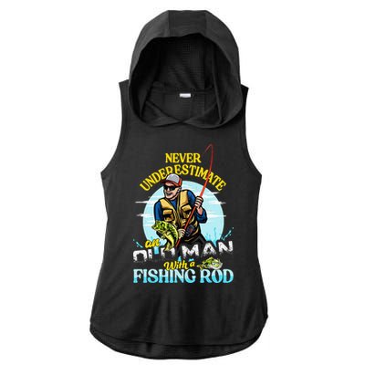 Funny Bass Fishing Birthday Tee Father's Day Old Man Ladies PosiCharge Tri-Blend Wicking Draft Hoodie Tank