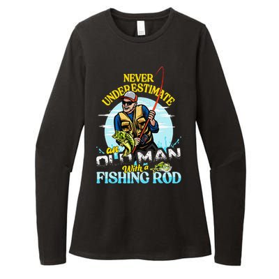 Funny Bass Fishing Birthday Tee Father's Day Old Man Womens CVC Long Sleeve Shirt